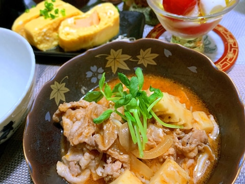 角麸と豚肉のケチャップ煮